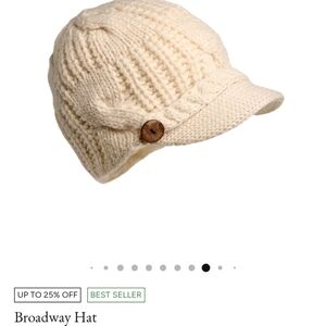 Nirvana Designs Womens Cream Cable Knit Wool Viser Broadway Hat Neutral Sz. -S/M